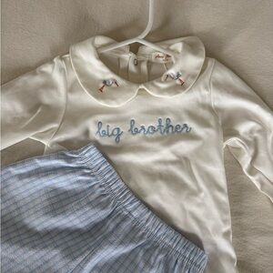 Big Brother Embroidered White Peter Pan shirt and pants set